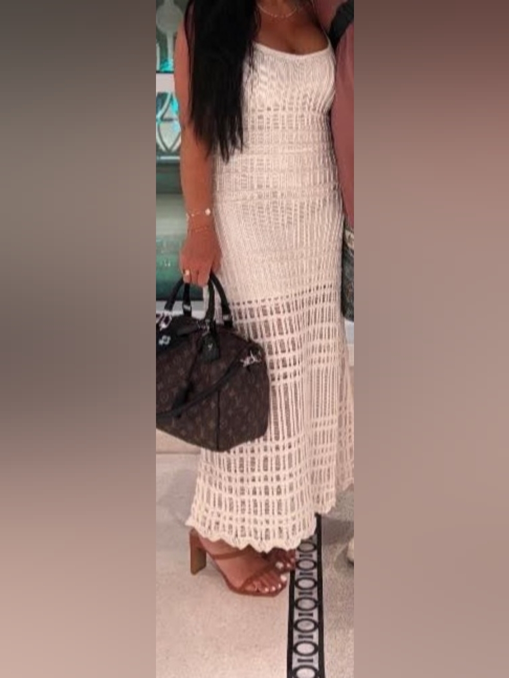 NWT ABERCROMBIE & FITCH CROCHET MAXI DRESS, CREAM, LARGE TALL